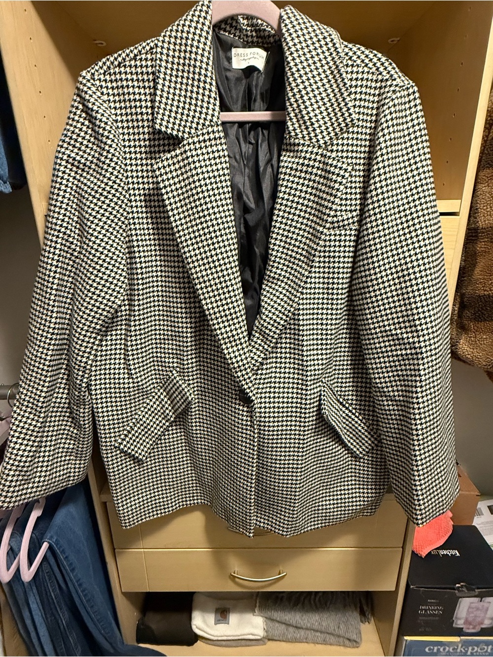 Dress Forum Black and White Houndstooth Blazer Jacket